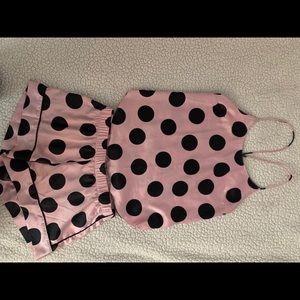 Cute polka dot silky pajama set